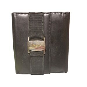 Salvatore Ferragamo Black Leather Vara Bow Bifold Wallet 224074 Made in Italy